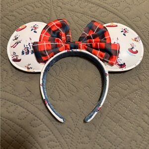 Disney Christmas Plaid Bow Minnie Ears